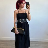 Vestido Escote Corazón con Cinto Ancho
