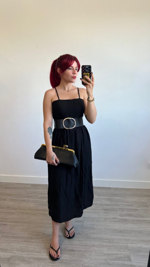 Vestido Escote Corazón con Cinto Ancho