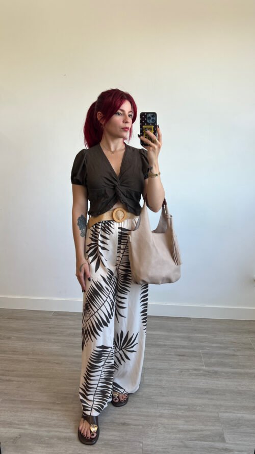 Pantalón con Cinto de Rafia Varios Estampados