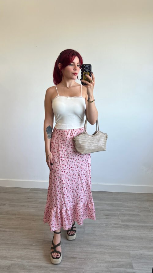 IMG_2098 Crop Top Blanco de Tirantes con Lazo