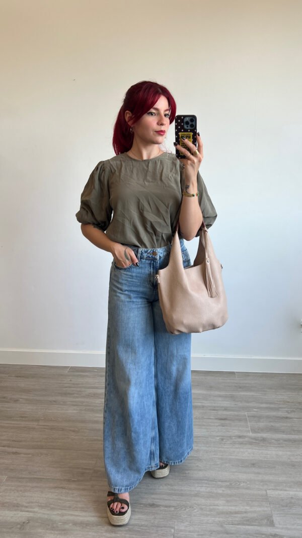 Blusa Mangas Globo y Nudo Detrás