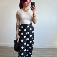 Pantalón Barrel de Óvalos con Cinto de Polipiel
