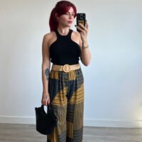 Pantalón con Cinto de Rafia Varios Estampados