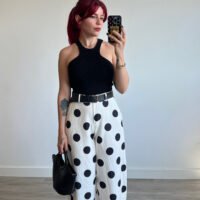 Pantalón Barrel de Óvalos con Cinto de Polipiel