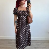 Vestido Mangas Globo Estampado Óvalos