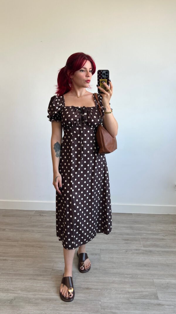 Vestido Mangas Globo Estampado Óvalos