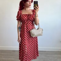Vestido Mangas Globo Estampado Óvalos