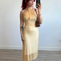 Vestido Atado al Cuello de Óvalos