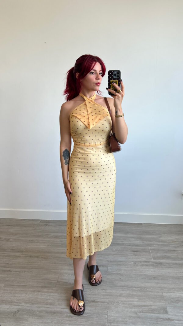 Vestido Atado al Cuello de Óvalos