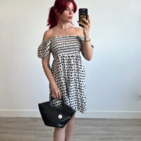 Vestido Cortos con Elásticos Mangas Globo