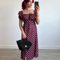 Vestido Mangas Globo Estampado Óvalos