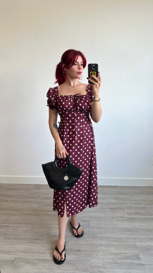 Vestido Mangas Globo Estampado Óvalos