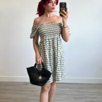 Vestido Cortos con Elásticos Mangas Globo