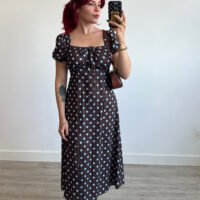 Vestido Mangas Globo Estampado Óvalos