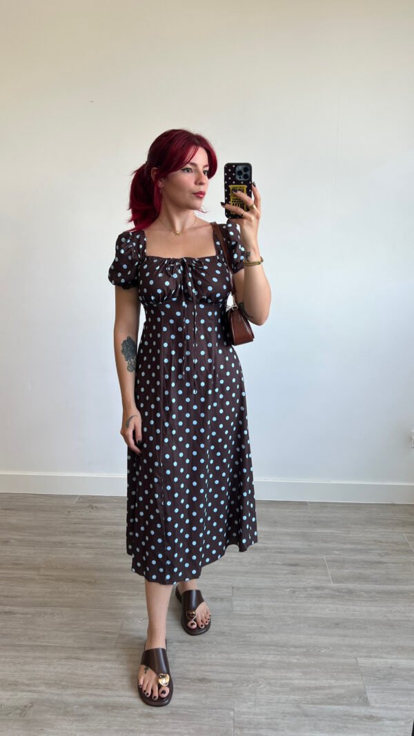 Vestido Mangas Globo Estampado Óvalos