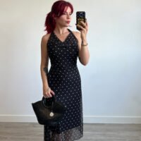 Vestido Atado al Cuello de Óvalos