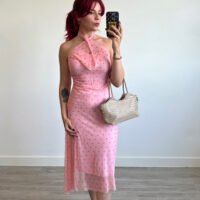 Vestido Atado al Cuello de Óvalos