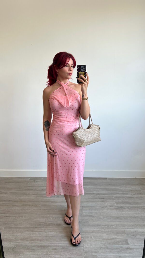Vestido Atado al Cuello de Óvalos