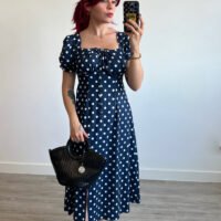 Vestido Mangas Globo Estampado Óvalos