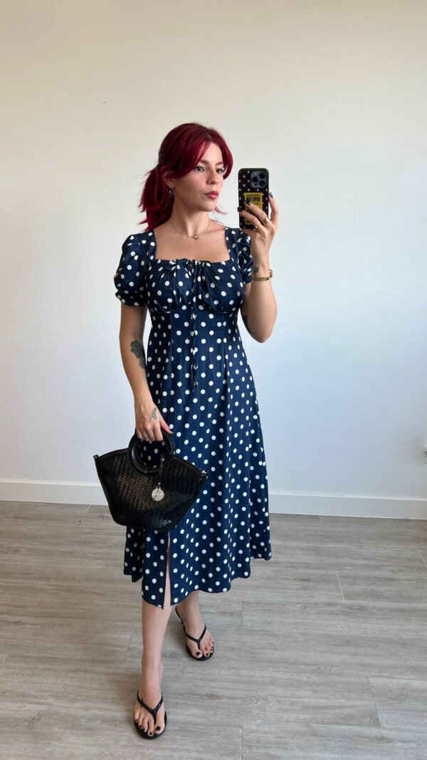 Vestido Mangas Globo Estampado Óvalos