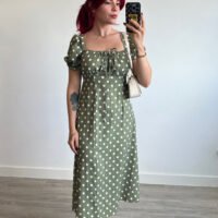 Vestido Mangas Globo Estampado Óvalos