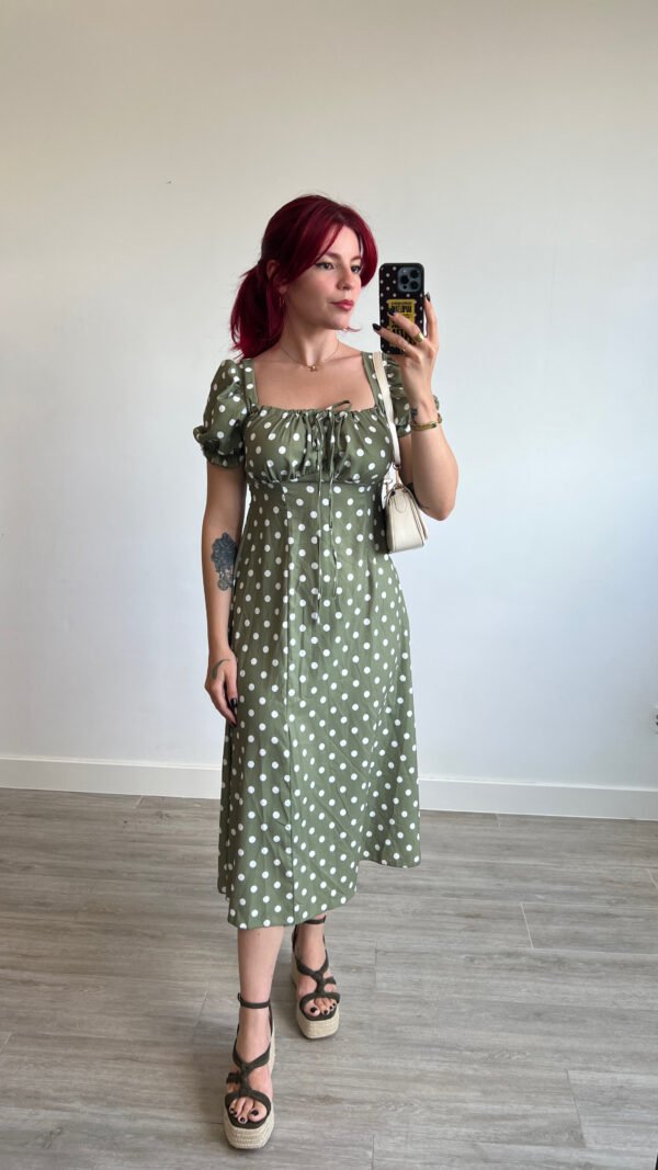 Vestido Mangas Globo Estampado Óvalos