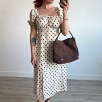 Vestido Mangas Globo Estampado Óvalos