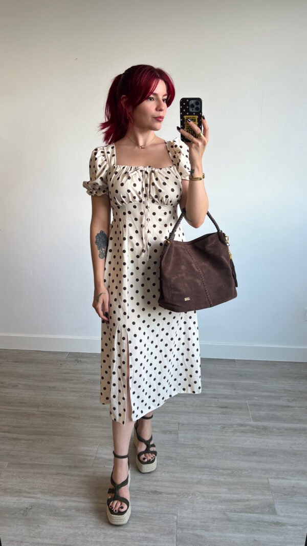 Vestido Mangas Globo Estampado Óvalos