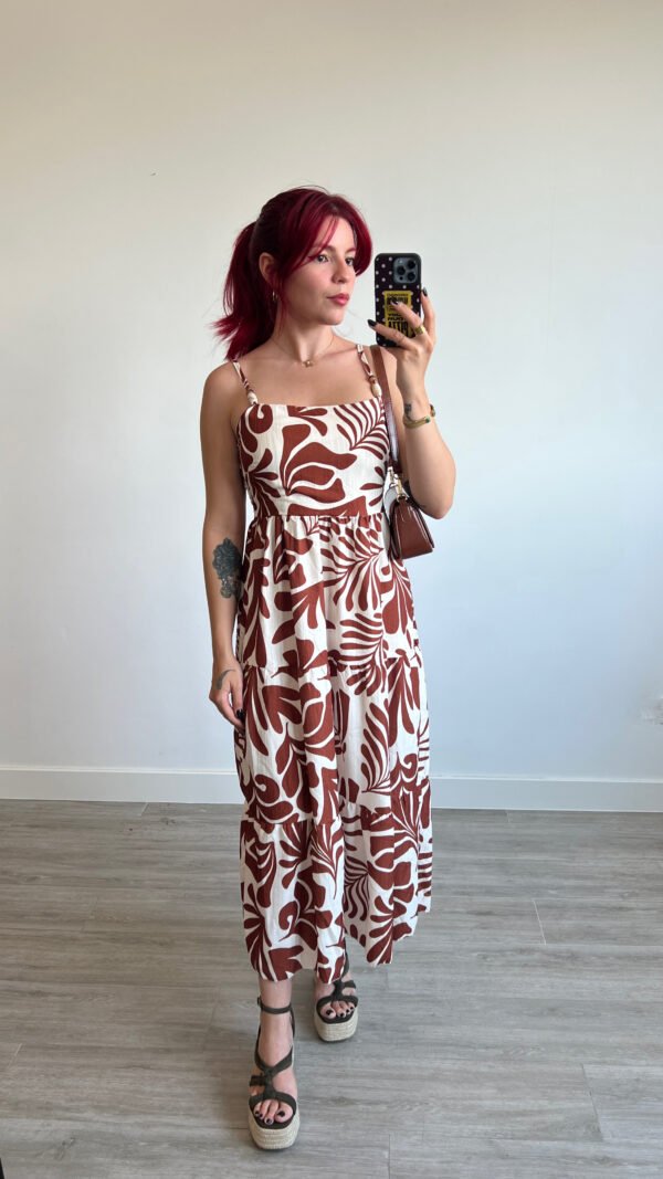 Vestido de Tirantes con Piedras Estampado