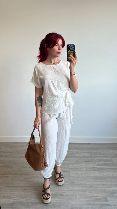 IMG_2194 Conjunto de Pantalón Bombacho y Blusa Anudada
