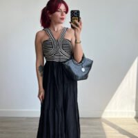 Vestido Trabajo de Soga en el Escote