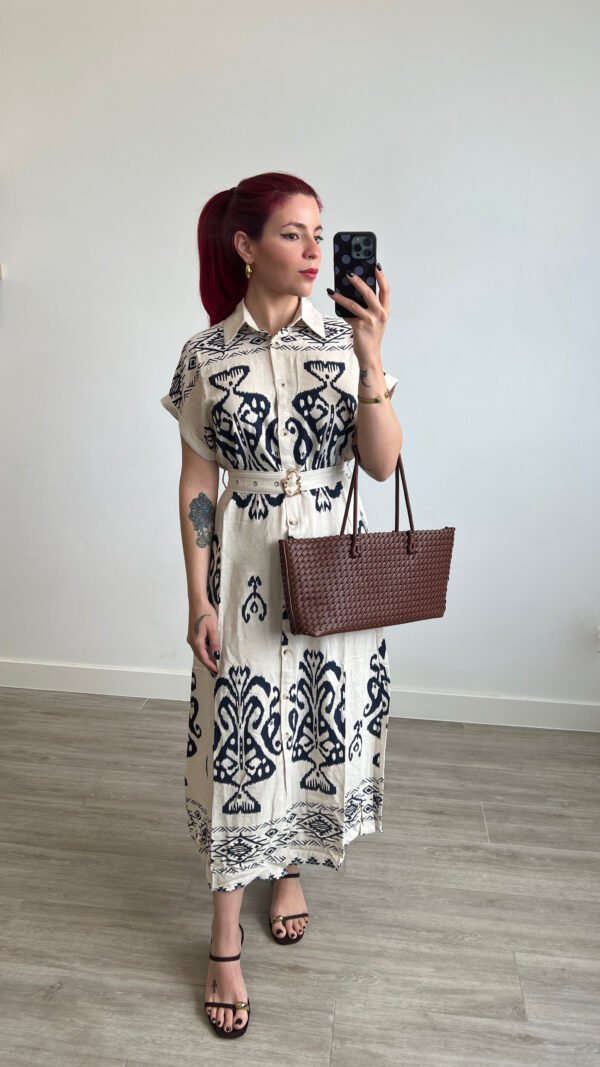 Camisero Manga Corta Estampado Azul Marino