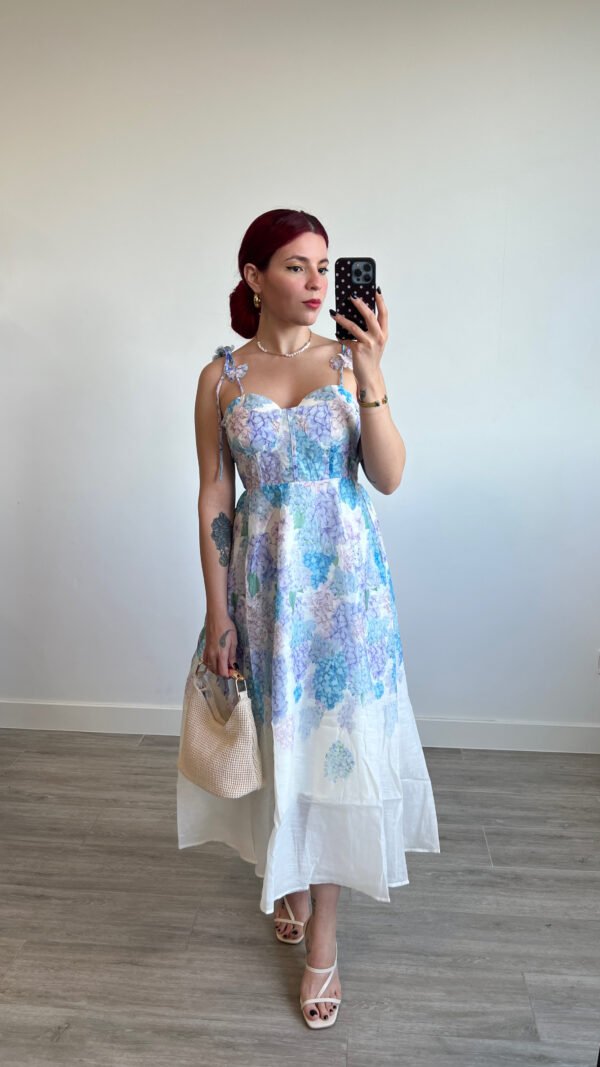 Vestido Escote Corazón Estampado de Flores