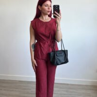 Conjunto de Pantalón y Blusa Cruzada