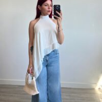 Blusa Asimétrica Atada al Cuello