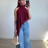 Blusa Asimétrica Atada al Cuello