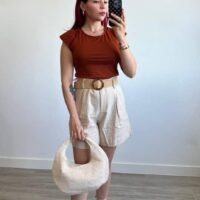 Short con Cinto de Rafia