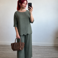 Conjunto Pantalón y Blusa 3/4 Conchas