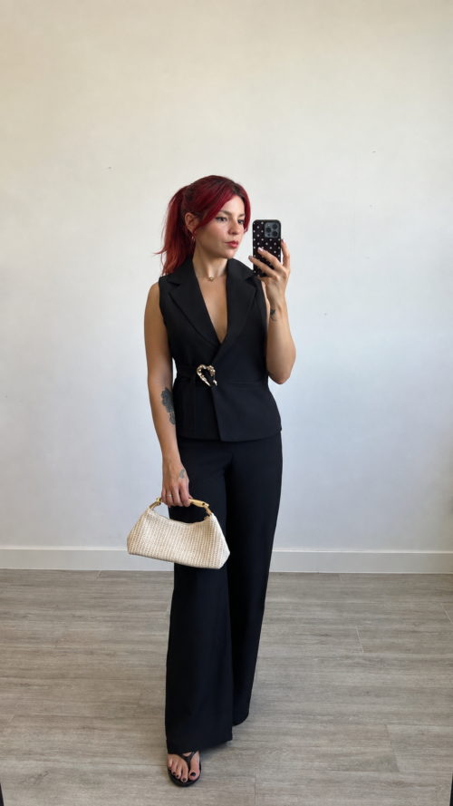 Conjunto Pantalón y Chaleco con Cinto Hebilla