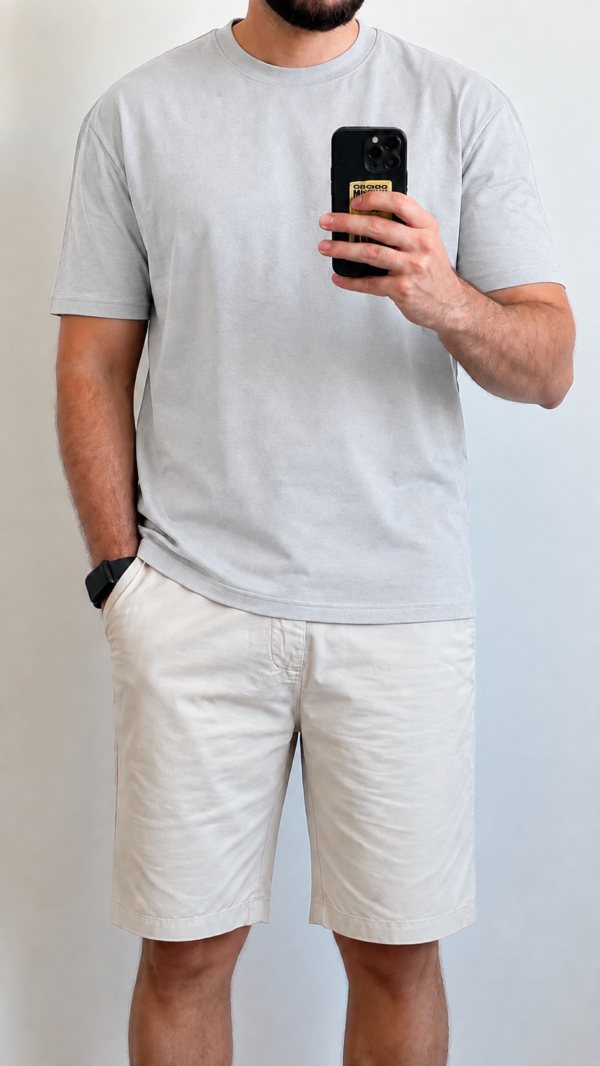 Camiseta Oversize Gris Claro