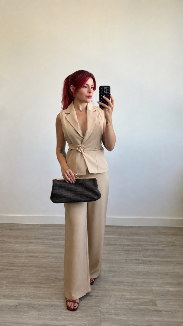 Conjunto Pantalón y Chaleco con Cinto Hebilla