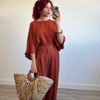 Conjunto Pantalón y Blusa Manga Mariposa