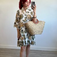 Vestido Estampado Manga Campana