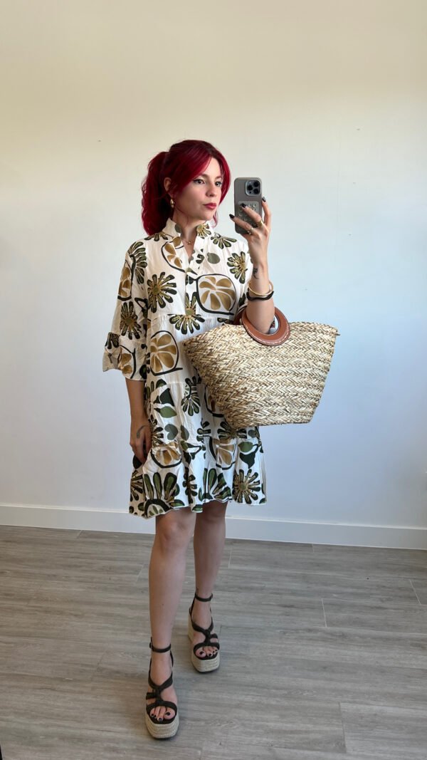 Vestido Estampado Manga Campana