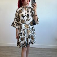 Vestido Estampado Manga Campana