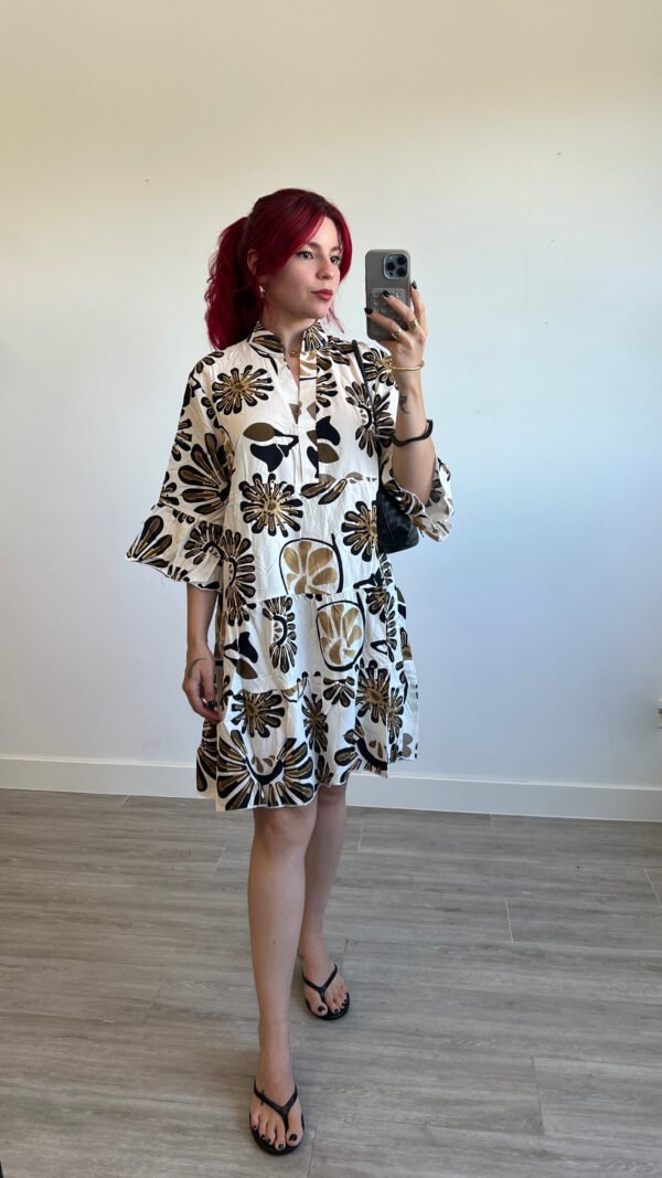 Vestido Estampado Manga Campana
