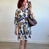 Vestido Estampado Manga Campana