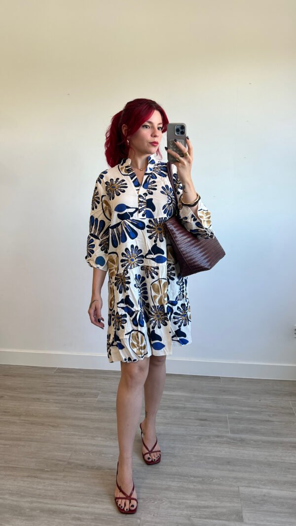 Vestido Estampado Manga Campana