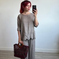 Conjunto Pantalón y Blusa 3/4 Conchas