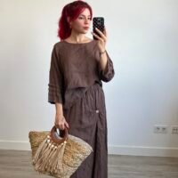 Conjunto Saya y Blusa Mangas con Alforzas